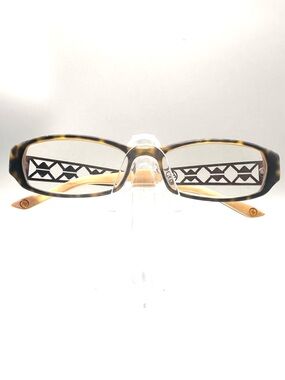 Adrienne Vittadini AV1089 Tortoise Gold Geometric Cut-Out Eyeglasses Frames